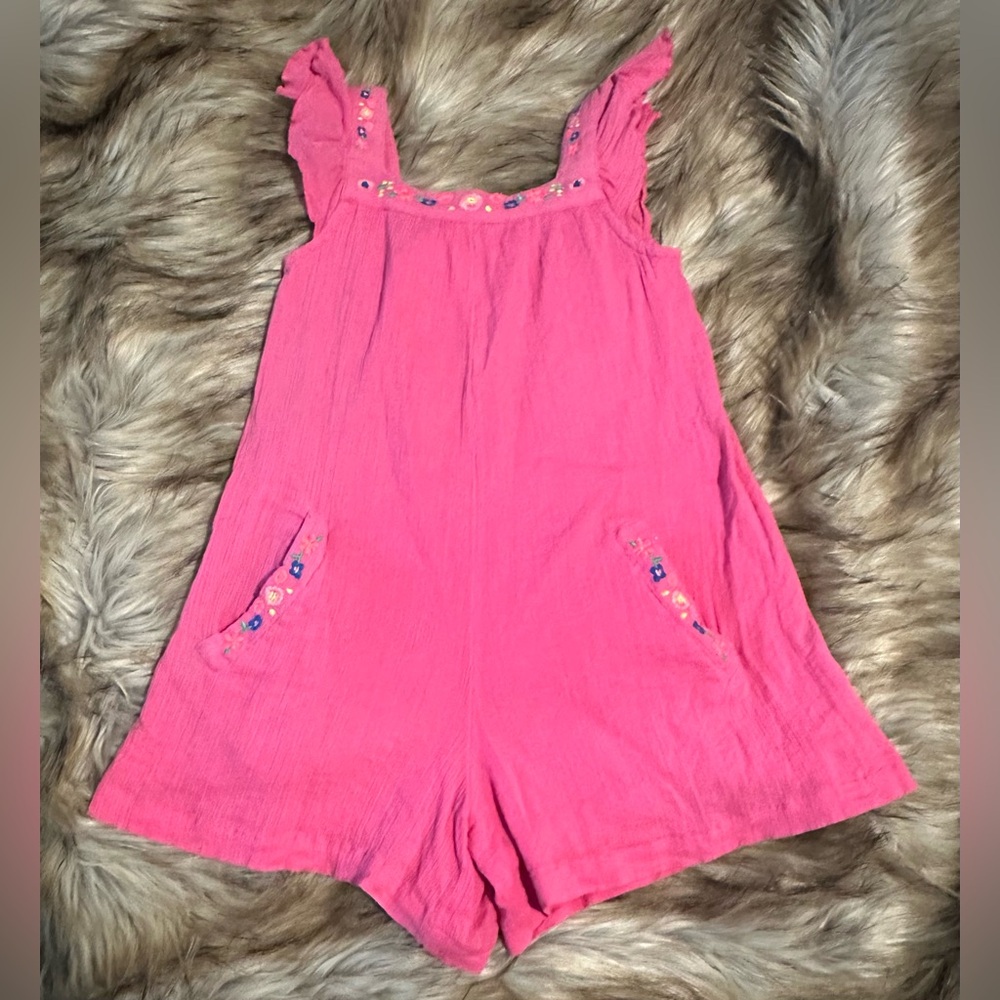 Mini Boden Gauze Romper with floral embroidery size 3-4Y